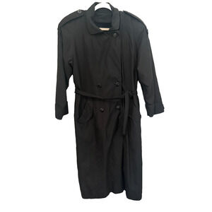 Amanda Smith Petite Microfiber Black Trench CoaT Women's Career Professional 8
